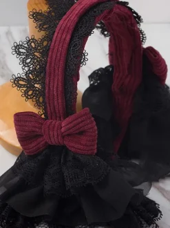 Gothic Lolita Headdress Lace Bow Two Tone Lolita Hair Accessory
