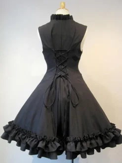 Gothic Lolita JSK Dress Lace Up Black Lolita Jumper Skirts