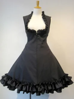Gothic Lolita JSK Dress Lace Up Black Lolita Jumper Skirts