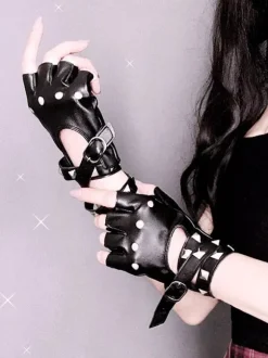 Gothic Lolita Metallic Oversleeves Rivets Metal Details Metal Miscellaneous Black Lolita Accessories