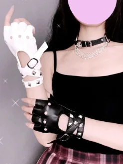 Gothic Lolita Metallic Oversleeves Rivets Metal Details Metal Miscellaneous Black Lolita Accessories