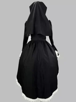 Gothic Lolita Nun Dress High-Low Hemline Design With Headdress Accessories
