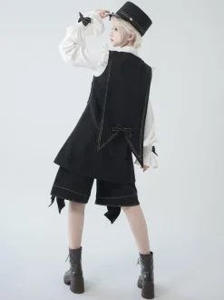 Gothic Lolita Ouji Fashion Bloomers Bows Straight Black Shorts