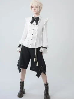 Gothic Lolita Ouji Fashion Bloomers Bows Straight Black Shorts
