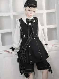 Gothic Lolita Ouji Fashion Bloomers Bows Straight Black Shorts