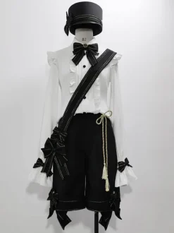 Gothic Lolita Ouji Fashion Bloomers Bows Straight Black Shorts