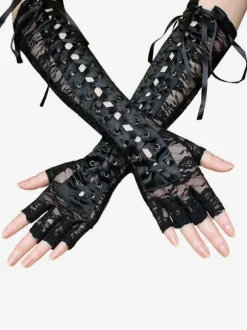 Gothic Lolita Oversleeves Lace Up Lace Polyester Fiber Miscellaneous Black Lolita Accessories