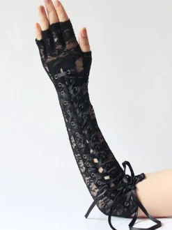 Gothic Lolita Oversleeves Lace Up Lace Polyester Fiber Miscellaneous Black Lolita Accessories