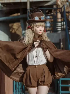 Gothic Lolita Poncho Coffee Brown Suede Winter Lolita Outwears