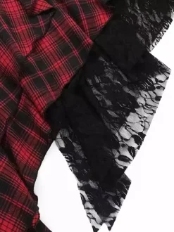 Gothic Lolita Punk Dresses Lace Up Plaid Red And Black Sleeveless Gothic Corset JSK Lolita Dress