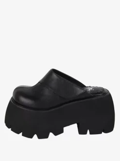 Gothic Lolita Sandals Black Rivets Floral Print PU Leather Open Toe Lolita Summer Shoes