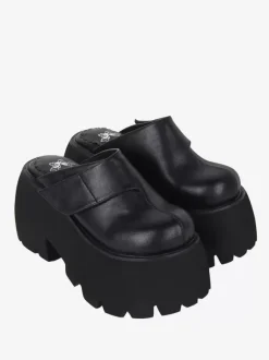Gothic Lolita Sandals Black Rivets Floral Print PU Leather Open Toe Lolita Summer Shoes