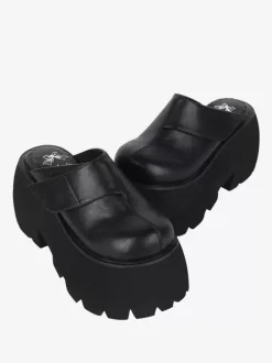 Gothic Lolita Sandals Black Rivets Floral Print PU Leather Open Toe Lolita Summer Shoes