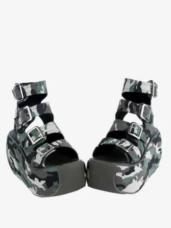 Gothic Lolita Sandals Hunter Green Textile Round Toe Lolita Summer Shoes