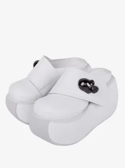 Gothic Lolita Sandals Metal Details Round Toe Skeleton PU Leather White Lolita Summer Shoes