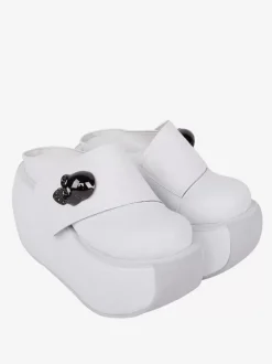 Gothic Lolita Sandals Metal Details Round Toe Skeleton PU Leather White Lolita Summer Shoes
