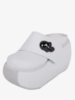 Gothic Lolita Sandals Metal Details Round Toe Skeleton PU Leather White Lolita Summer Shoes