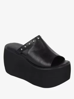 Gothic Lolita Sandals Rivets Open Toe Floral Print PU Leather Black Lolita Summer Shoes
