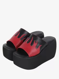 Gothic Lolita Sandals Rivets Open Toe Color Block PU Leather Black Lolita Summer Shoes