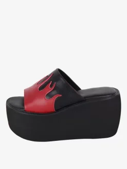 Gothic Lolita Sandals Rivets Open Toe Color Block PU Leather Black Lolita Summer Shoes