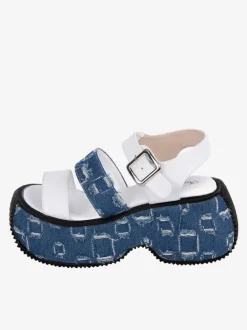 Gothic Lolita Sandals Round Toe Textile White Lolita Summer Shoes