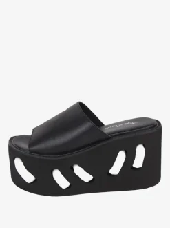 Gothic Lolita Sandals Round Toe PU Leather Black Lolita Summer Shoes