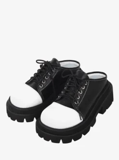 Gothic Lolita Sandals Round Toe PU Leather Black Lolita Summer Shoes