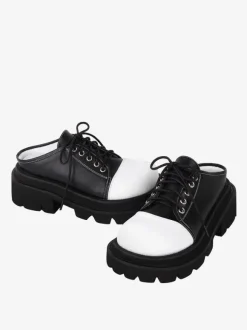 Gothic Lolita Sandals Round Toe PU Leather Black Lolita Summer Shoes