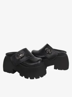 Gothic Lolita Sandals White PU Leather Round Toe Lolita Summer Shoes