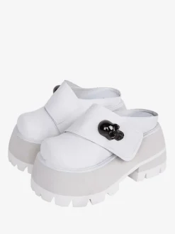 Gothic Lolita Sandals White PU Leather Round Toe Lolita Summer Shoes
