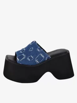 Gothic Lolita Sandals Woven Peep Toe Woven PU Leather Blue Lolita Summer Shoes