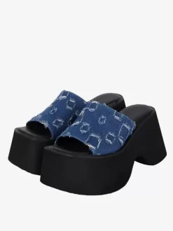 Gothic Lolita Sandals Woven Peep Toe Woven PU Leather Blue Lolita Summer Shoes