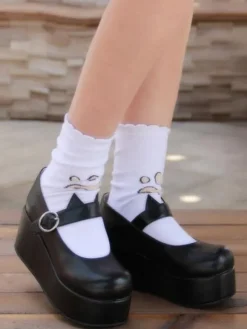Gothic Lolita Shoes Black Platform Mary Jane Lolita Shoes With Cat Ear