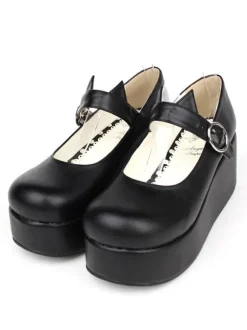 Gothic Lolita Shoes Black Platform Mary Jane Lolita Shoes With Cat Ear