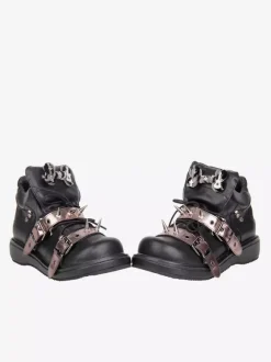 Gothic Lolita Shoes Black Rivets PU Leather Wedge Heel Lolita Shoes