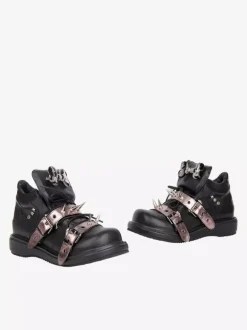 Gothic Lolita Shoes Black Rivets PU Leather Wedge Heel Lolita Shoes
