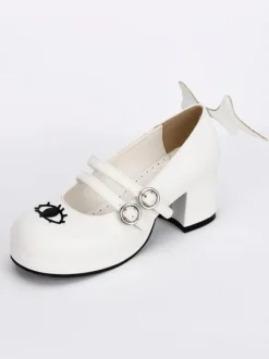 Gothic Lolita Shoes Double Strap Evil Wings Mary Jane Shoes