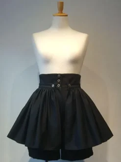 Gothic Lolita Shorts Metallic Button Lace Up Pleated Black Detachable Lolita Culottes