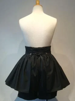 Gothic Lolita Shorts Metallic Button Lace Up Pleated Black Detachable Lolita Culottes