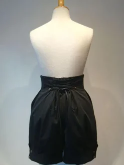 Gothic Lolita Shorts Metallic Button Lace Up Pleated Black Detachable Lolita Culottes