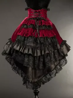 Gothic Lolita SK Black Lace Up Lace Lolita Skirts