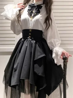 Gothic Lolita SK Black Tiered Lolita Skirts