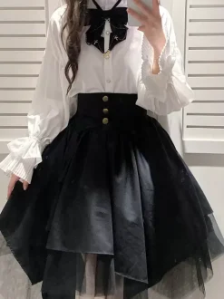 Gothic Lolita SK Black Tiered Lolita Skirts