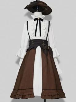 Gothic Lolita SK Coffee Brown Ruffles Lolita Skirts