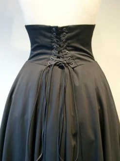 Gothic Lolita SK Cotton Layered Ruffle Pleated Lace Up Black Lolita Skirt