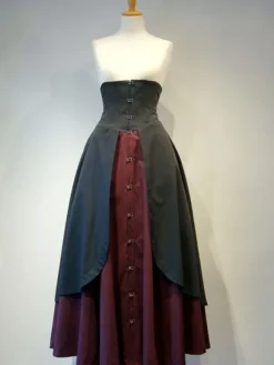 Gothic Lolita SK Cotton Layered Ruffle Pleated Lace Up Black Lolita Skirt