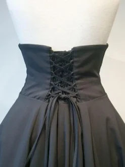 Gothic Lolita SK Frill Button Pleated Lace Up Black Lolita Skirt