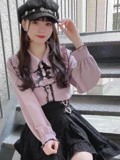 Gothic Lolita Skirt Black Grommets Ruffles Lolita Skirts