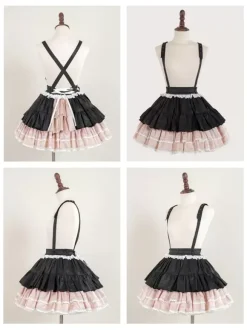 Gothic Lolita SK Jacquard Pink Grommets Ruffles Lolita Skirts