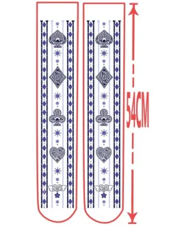 Gothic Lolita Socks Deep Blue Velvet Printed Lolita Stockings